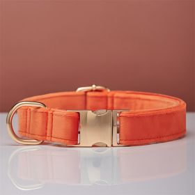 Multiple Colour Velvet Personalise Dog Collar Leash Set With Bow (Option: Orange-S)