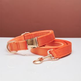 Multiple Colour Velvet Personalise Dog Collar Leash Set With Bow (Option: Orange set-XS)